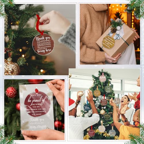 Kasyat 50 Sets Christmas Acrylic Ornaments with Gratitude Cards – Employee Appreciation Gift, 10 Colors