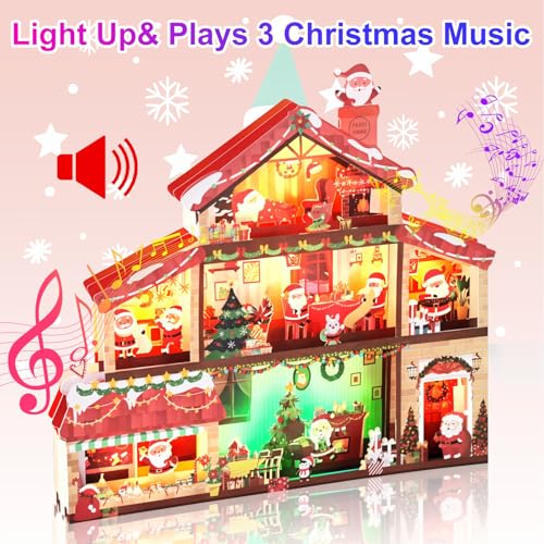 Yinqing Christmas Card House with Light & 3 Songs — Merry Christmas Pop-Up Card