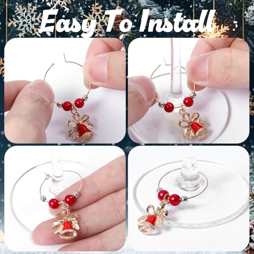 16 Pcs Christmas Wine Glass Charms - Holiday Drink Markers & Party Favors