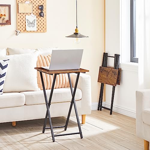 Folding TV Tray Table, Industrial Snack Side Table for Small Spaces