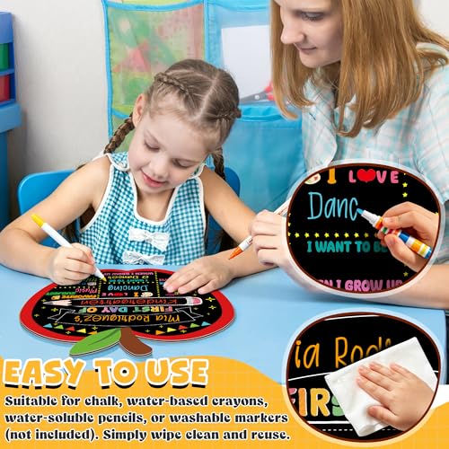 Apple-Shaped First and Last Day of School Chalkboard Sign, Reusable Photo Prop