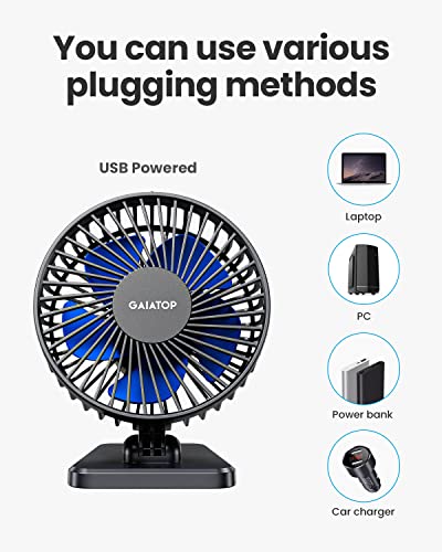 USB Desk Fan Personal Portable Quiet Small Table Fan Blue