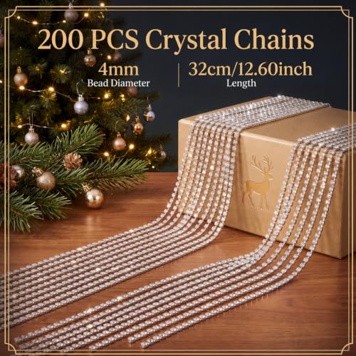Junkin 200 Pcs Silver Crystal Christmas Ornament Strands 12.6" Holiday Decor