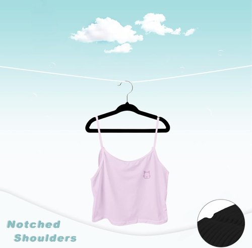 BAGAIL 50-Pack Kids Velvet Hangers - Non-Slip 14-Inch Baby Clothes Hangers for Infants/Toddlers | Black