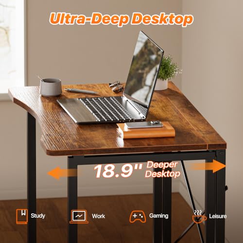 31.5-Inch Foldable Computer Desk for Small Spaces, Rustic Brown Writing Desk