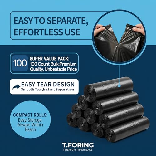 Heavy Duty 55-60 Gallon Trash Bags - 2.1 Mil Black Garbage Bags (100 Count)