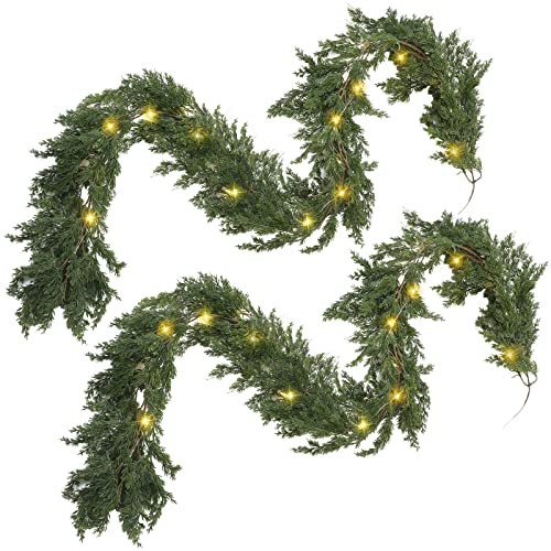 2 Pack 9 ft Christmas Cedar Garland with 60 LED Lights – Jutom