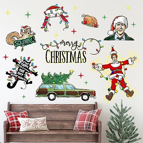 Christmas Vacation Wall Decals Set - Humorous Holiday Wall Stickers for Xmas & Winter Decor