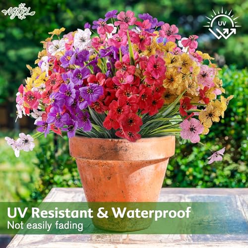 UV-Resistant Outdoor Artificial Flowers - 24 Bundles Faux Plants for Porch