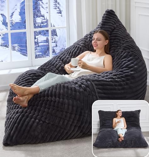 3-in-1 Convertible Bean Bag Chair & Floor Sofa Bed with Washable Cover