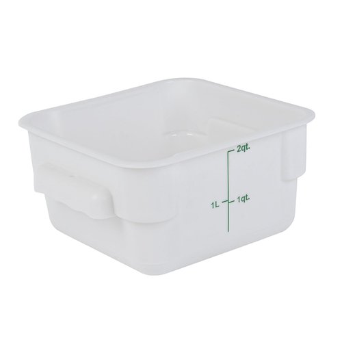 Restaurantware Food Storage Container 10 Pack of 2 qt Plastic Kitchen Storage Bin with Volume Markers Space-Efficient Design Dishwasher-Safe Polypropylene White