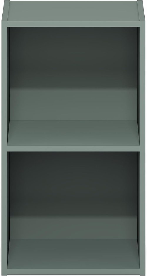 Furinno PASIR Bookshelf - 2-Tier Modern Open Shelves Bookcase | Easy Assembly, Sage Green, 9 x 12 x 21