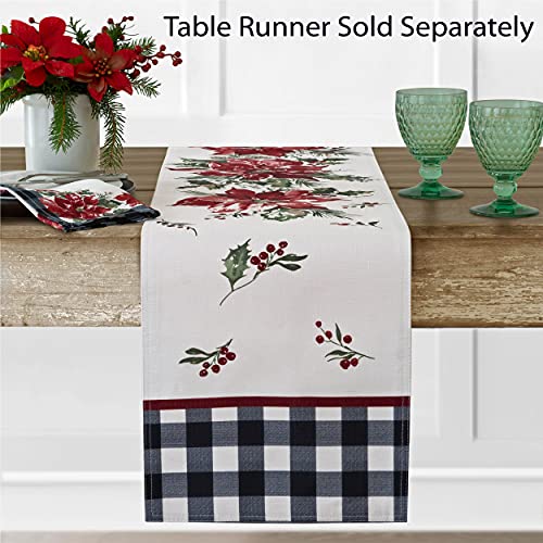 Newbridge Poinsettia Festivity Gingham Placemats Set of 4, Holiday Red