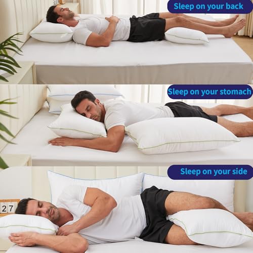 King Size Bed Pillows Set of 2 - Soft Adjustable Down Alternative Fill