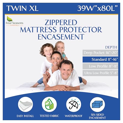 Four Seasons Essentials Twin XL Waterproof Zippered Mattress Encasement