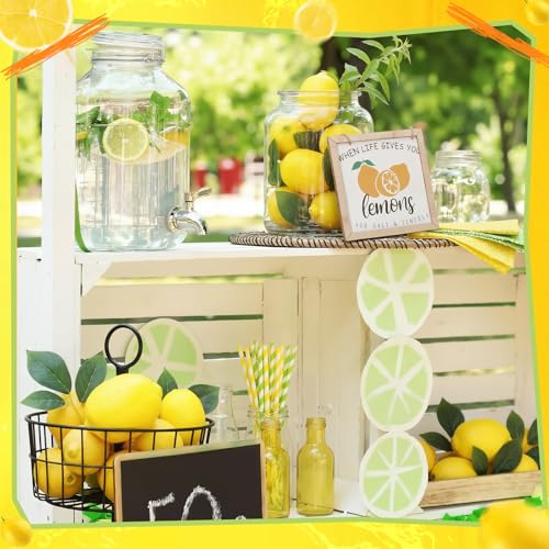 56 Pcs Artificial Lemon Decoration Set with Wooden Sign