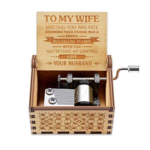 Engraved Wooden Hand Crank Music Box - You Are My Sunshine Gift for Wife
