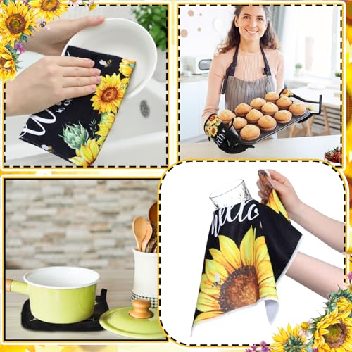 10-Piece Sunflower Kitchen Decor Set: Towels, Rugs, Oven Mitts & Pot Holders