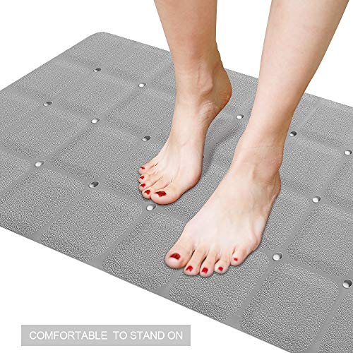 Foldable Silicone Bath Mat, Non-Slip Shower Mat for Textured Tubs, Grey
