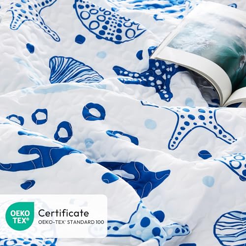 Love's Cabin Coastal Queen Quilt Set - 3-Piece Lightweight Bedspread