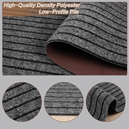 2x6 Runner Rug with Rubber Backing, Indoor Outdoor Striped Utility Carpet