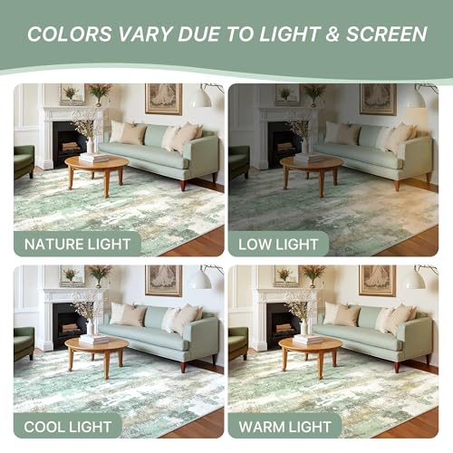 5x7 Abstract Area Rug, Washable Non-Slip Low-Pile Carpet for Living Room