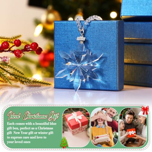 Roowest 10 Sets Christmas Crystal Snowflake Ornaments – Chic Style, 3.15in Glass Flair