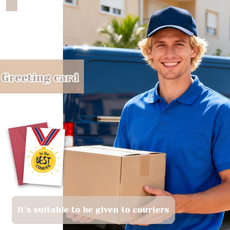 Courier Birthday Christmas Gift Card for Postman Mail Carrier Delivery Driver - Inspirational Encouragement Card with Envelope - Variation: CourierCard