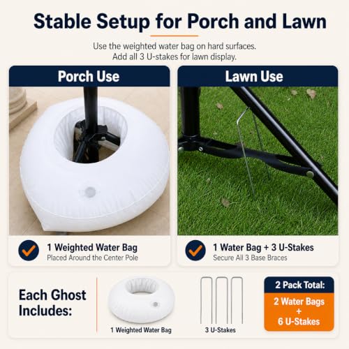 5 Ft Light Up Ghost Outdoor Halloween Decorations with Remote - 2 Pack