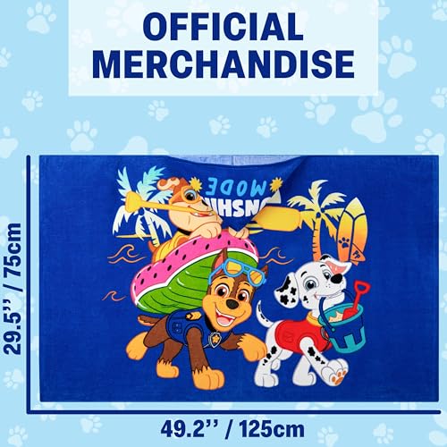 Paw Patrol Kids Hooded Beach Towel - Soft Cotton Bath Poncho Wrap (49"x30")