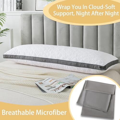 WhatsBedding Memory Foam Body Pillow with Washable Cover - Long Bed Pillow