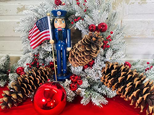 14-Inch Patriotic Air Force Nutcracker - Handcrafted Blue Wood Decor