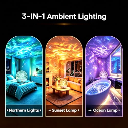 3-in-1 LED Projector Lamp with 300 Modes, RGB Remote Control Mood Light