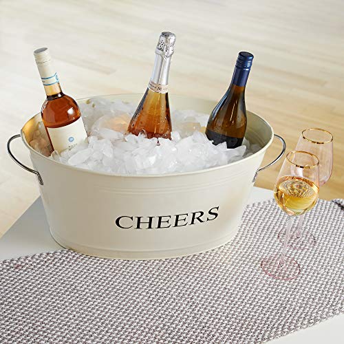 Cheers Twine Galvanized Beverage Tub - Large 6.3 Gallon Drink Cooler for Parties