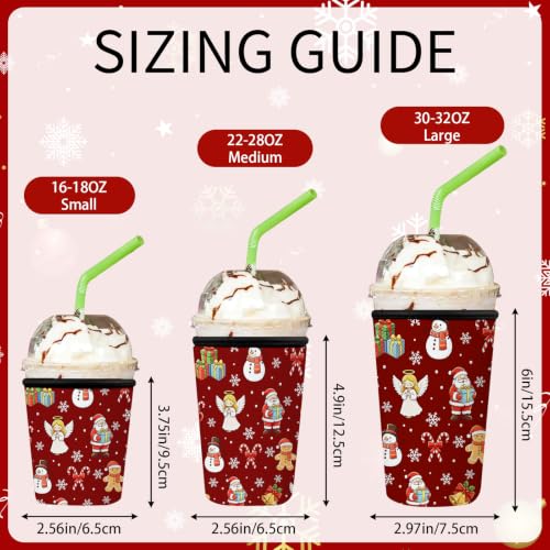 Roneenz Angel1 Reusable Neoprene Coffee Sleeve 3-Pack - Festive Holiday Drink Insulators for 16-32oz Cups