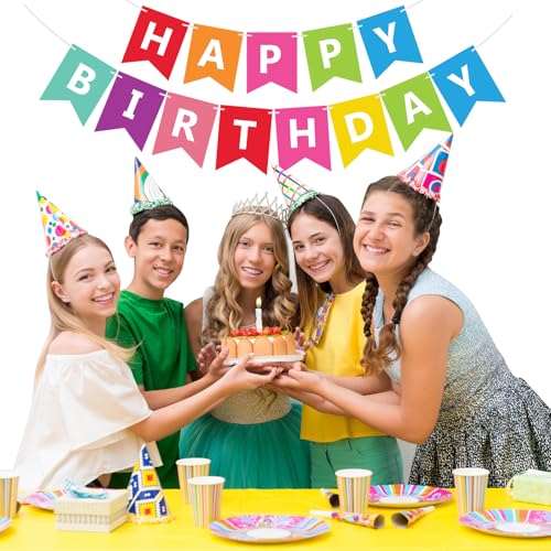Colorful Happy Birthday Banner - Pre-Strung Party Decoration