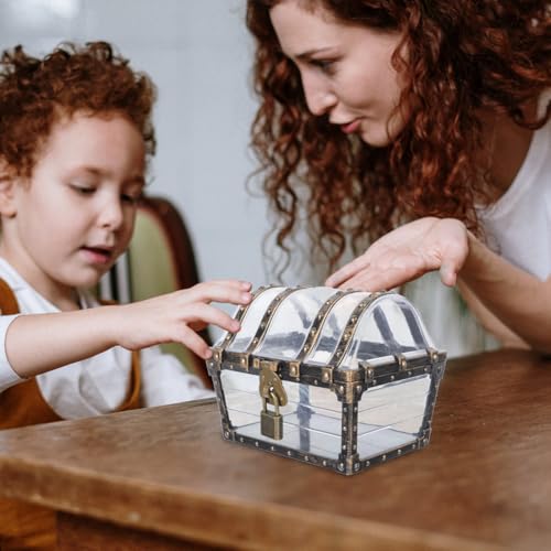Clear Plastic Pirate Treasure Chest for Kids - 5.11-inch Treasure Box Toy