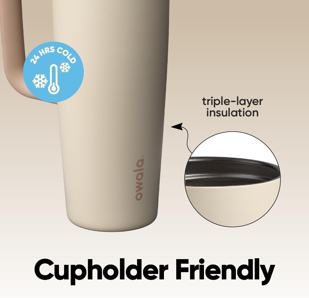 Owala FreeSip Tumbler - 30-Oz. Stainless Steel - Tan (Lightly Toasted) for Easy Hydration