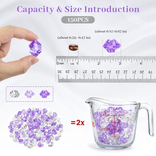 Assorted Purple Acrylic Ice Rocks - 150-Piece Vase Filler & Table Scatter