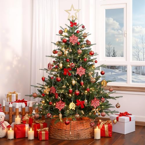 106-Piece Shatterproof Christmas Ball Ornaments Set with Hooks - Red & Gold
