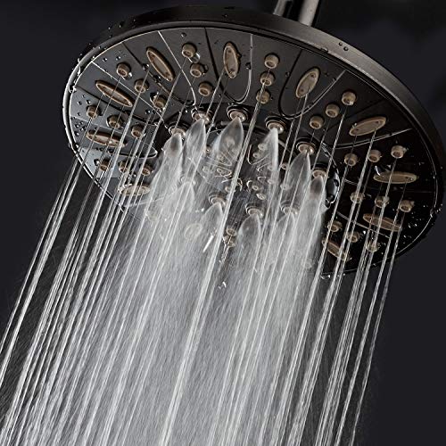 7-Inch Oil Rubbed Bronze Rain Shower Head, 6-Setting High Pressure Spray