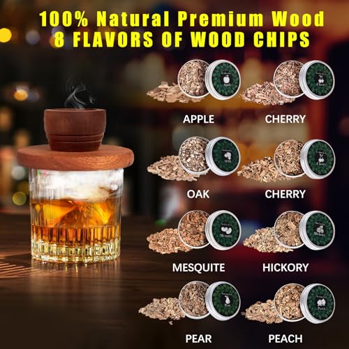 Yecuip Brown Whiskey Smoker Kit with Torch - Rustic Gift for Men & Dad
