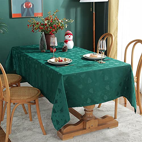 SASTYBALE 60 x 102 inch Green Christmas Tablecloth Rectangle with Tree & Gift Pattern