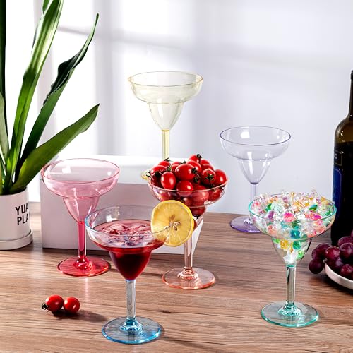 KOXIN-KARLU Multicolor 12oz Plastic Margarita Glasses Set of 6 - Acrylic Shatterproof Drinkware