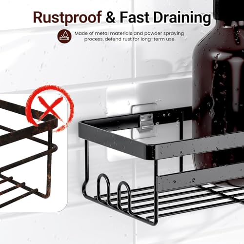 Adhesive Shower Caddy 2 Pack No Drill Stainless Steel Bathroom Shelves