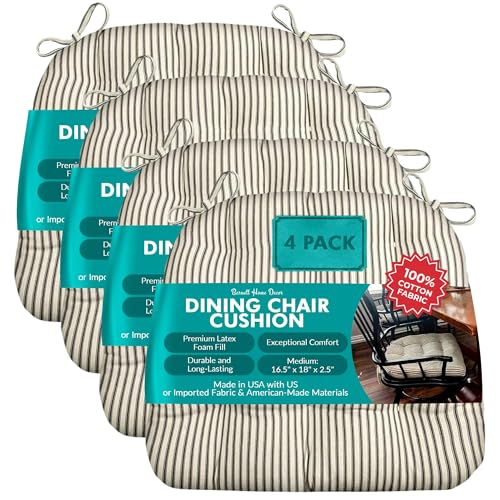 16.5 x 18 Dining Chair Cushions with Ties, 4-Pack Latex Foam Seat Pads