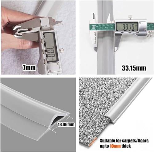 10ft Carpet Transition Strip - Gray Waterproof Self-Adhesive Edge Trim for Rugs & Floor Edges