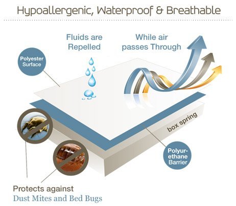 Waterproof Split Box Spring Encasement - 9" Thick - Breathable & Noiseless