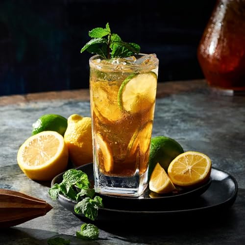 Square Drinking Glasses Set of 4, Tall Durable Glass Tumblers for Kitchen