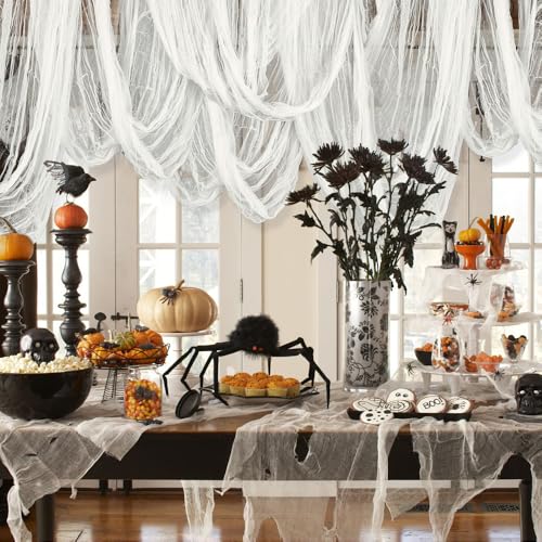 Vellibring White Halloween Creepy Cloth, Extra Large Spooky Fabric Gauze